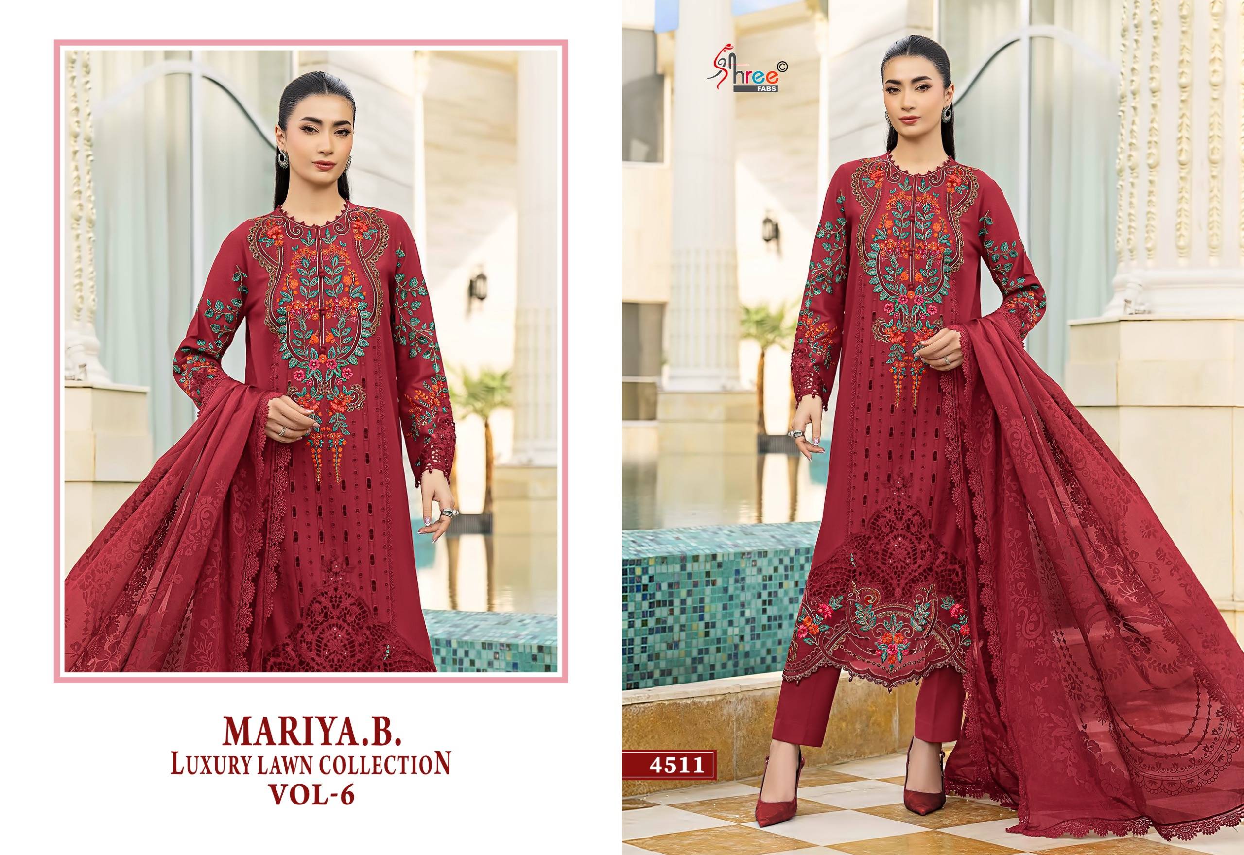 MARIYA B LUXURY LAWN COLLECTION VOL-6 By Shree Fabs Indian Traditional casual wear Pakistani pure cotton dresses At Wholesale Price